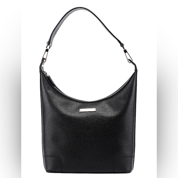 Gucci Handbags - Gucci Black Leather Hobo Shoulder Bag 001-4204 Gold Champagne